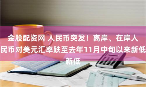 金股配资网 人民币突发！离岸、在岸人民币对美元汇率跌至去年11月中旬以来新低